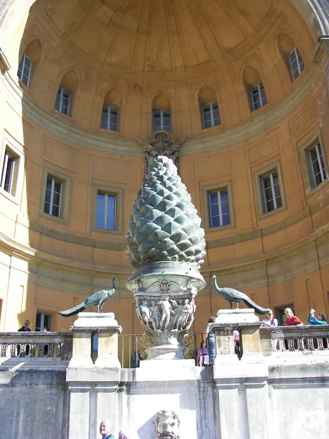 Ancient bronze pine cone in the Vatican Museums courtyard